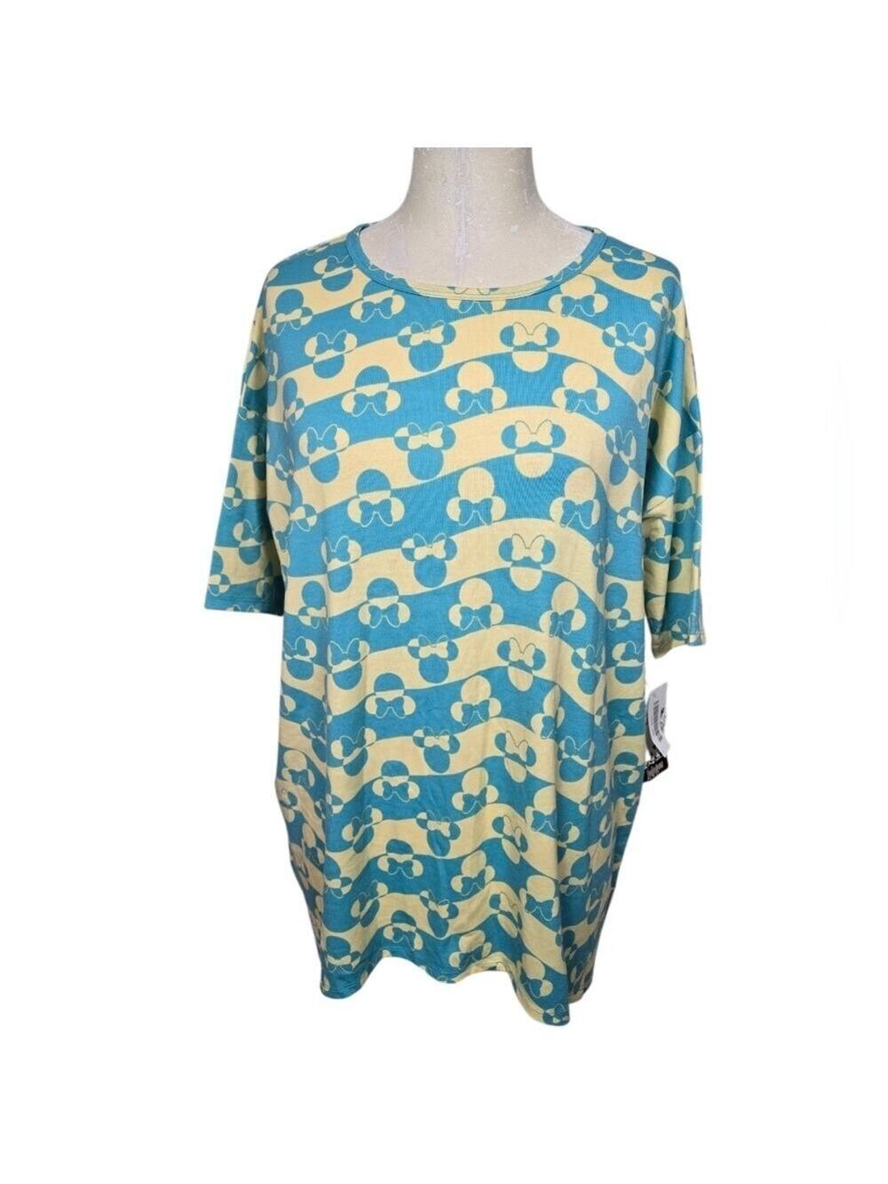 NWT Lularoe Disney Yellow Blue Irma Minnie Mouse Shirt XS